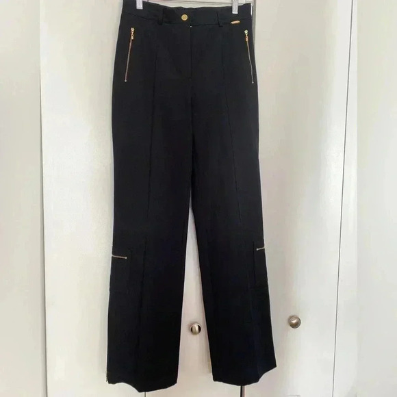 St.John Sport by Marie Gray Black Utility Pants with Gold Zippers Sz 6 - Picture 2 of 10